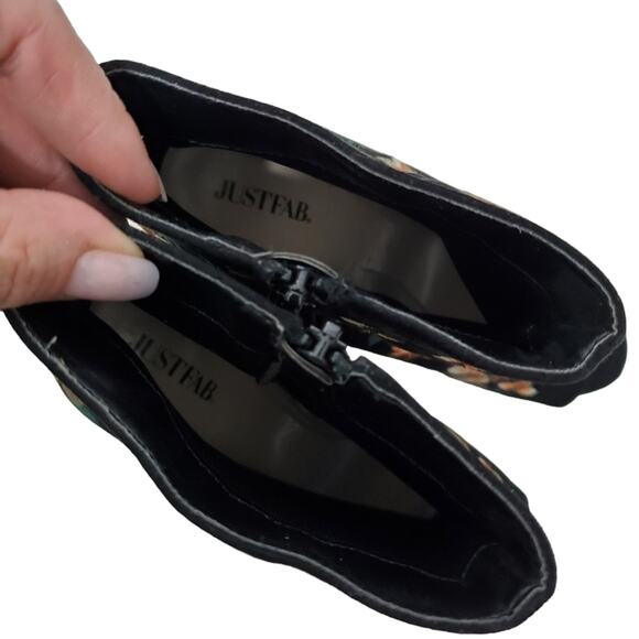 JustFab | Embroidered Floral Stiletto Peep Toe Ankle Booties - Picture 12 of 12